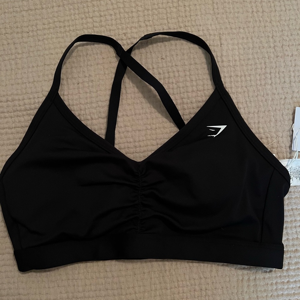 Gymshark Ruched Sports Bra Black Medium NWT